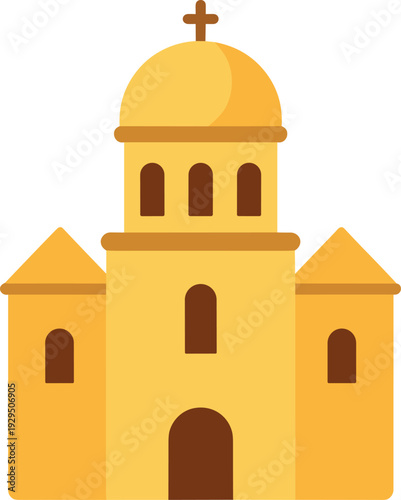 Illustration of an orthodox church with a cross on top on a white background