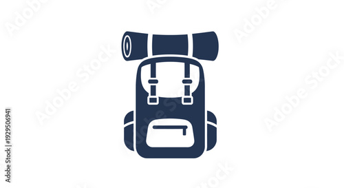Backpack with Sleeping Bag Illustration.