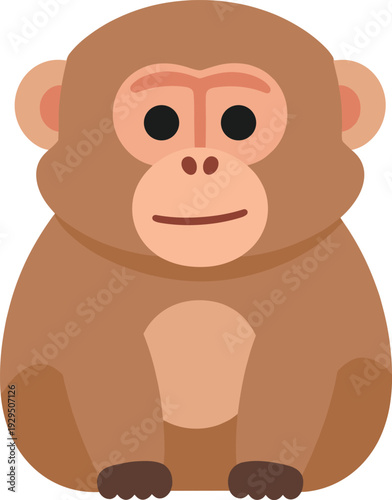 Adorable japanese macaque illustration sitting on a white background