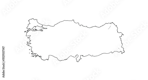 Simple black outline map of turkey showing the geographic borders of the country on a plain white background for educational or design use.