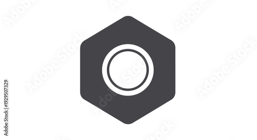 Black Hexagonal Nut with Central Hole.