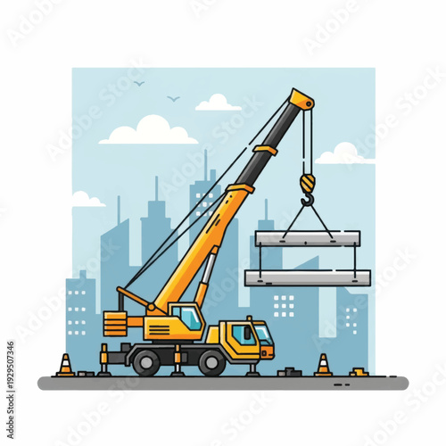 Crane Lifting Heavy Construction Material.
