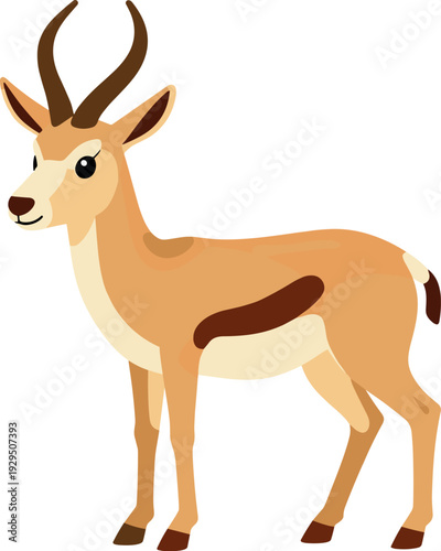 Cartoon illustration of a springbok antelope with elegant horns on a white background