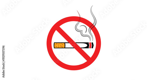 Free Download No smoking sign shows a lit cigarette with rising smoke inside a red circle with a diagonal slash to indicate a prohibited area for smokers. - GFXLoad