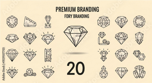 Premium diamond icons set for luxury branding and jewelry design