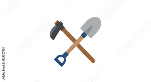 Crossed Hammer and Shovel Tools Equipment.