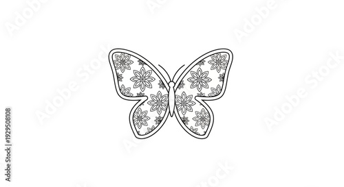 Detailed Butterfly Illustration with Floral Pattern.