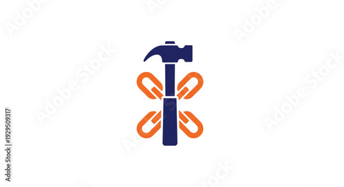 Hammer with orange chains logo tool.