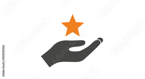 Hand Holding Orange Star Icon Graphic.