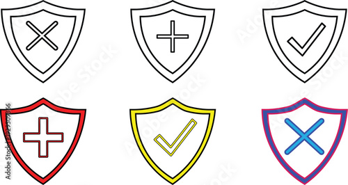 set of shields vector icon