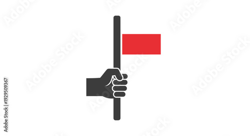 Hand Holding a Red Flag Icon.