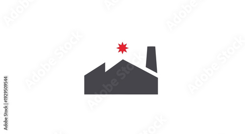 Industrial Factory Building with Explosion Icon.