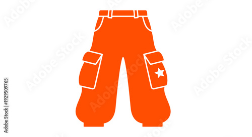 Orange cargo pants with pockets.
