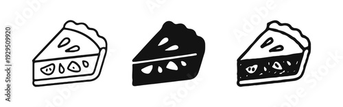 Cake Slice Icon Set: Dessert and Celebration Symbols in Outline, Solid, and Hand-Drawn Styles