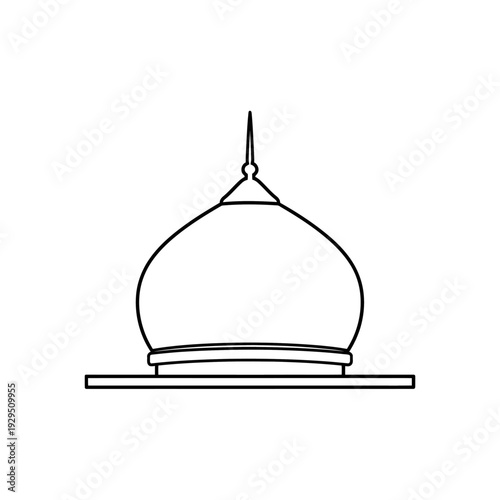 Dome-Shaped Mosque Structure Simple Drawing