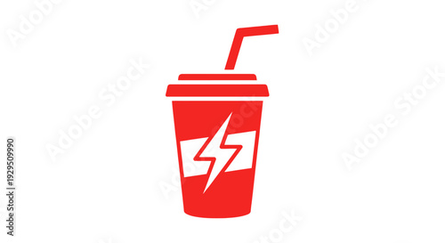 Red Energy Drink Cup with Lightning Bolt.