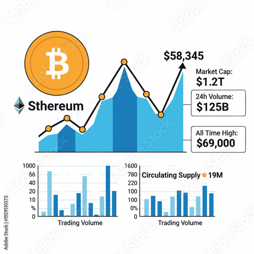 Bitcoin cryptocurrency market trends and statistics.