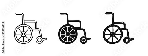 Wheelchair Icon Set: Disability Mobility Aid and Accessible Healthcare Vector Illustration