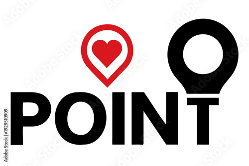 Wallpaper Mural Point text logo design with red heart location pin and black pointer icon elements Torontodigital.ca