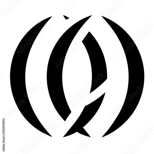 Wallpaper Mural Abstract circular leaf logo with black crescent shapes in symmetrical arrangement Torontodigital.ca