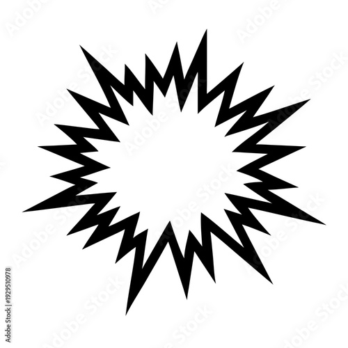 Black comic book explosion speech bubble vector icon with sharp jagged edges