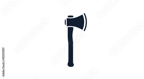 Black Axe with Long Handle Isolated.