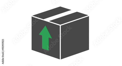 Black box with green upward arrow.