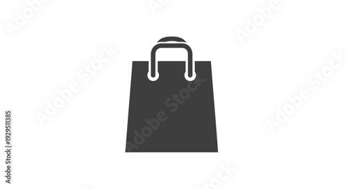 Black Shopping Bag with Handles Illustration.
