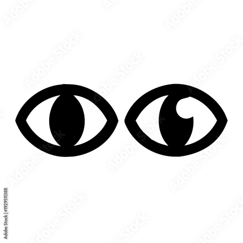 Wallpaper Mural Black and white pair of stylized eye icons, representing vision and sight, isolated on transparent background Torontodigital.ca