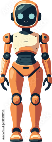 robot umanoide uomo donna  in piedi mezza figura o figura intera  vettoriale 