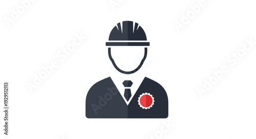 Businessman wearing a hard hat icon.