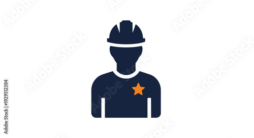 Construction Worker Wearing Safety Helmet.