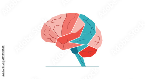 Illustration of human brain anatomy from side view showcasing cognitive functions and neural structure