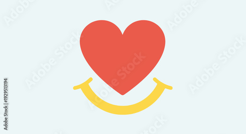 Heart shape symbolizing love and affection with a smile underneath, representing happiness and joy
