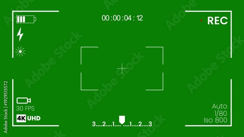 Wallpaper Mural Digital video camera recorder screen overlay on green background, recording camera screen interface with alpha channel, high-quality 4K camera viewfinder for modern cinematography tools Torontodigital.ca