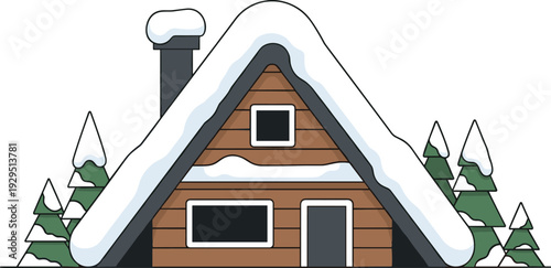 Cozy snow covered cabin in winter forest