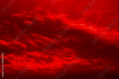 Bild auf Leinwand Bloody dramatic sky. Scary red clouds