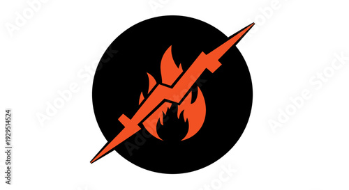 Flaming sword logo design element icon.