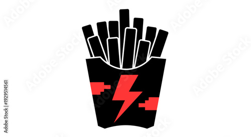 French fries in black bucket.