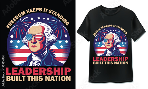 Patriotic illustration for T-shirt featuring George Washington