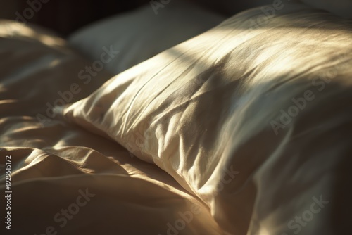 Soft pillow folds in morning golden sunlight