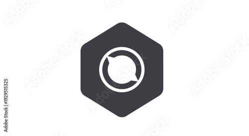 Hexagon shaped nut with circle.