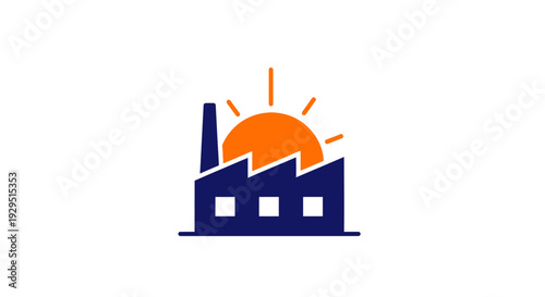 Industrial Factory Building At Sunrise.