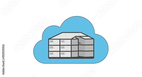 Cloud Storage Server Database Icon Illustration.