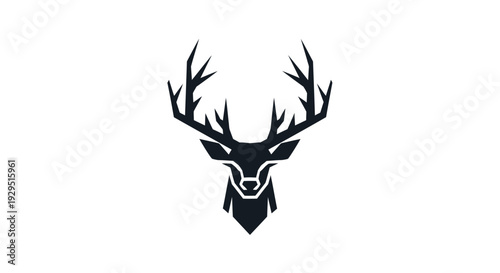Deer Head Silhouette with Antlers Illustration.