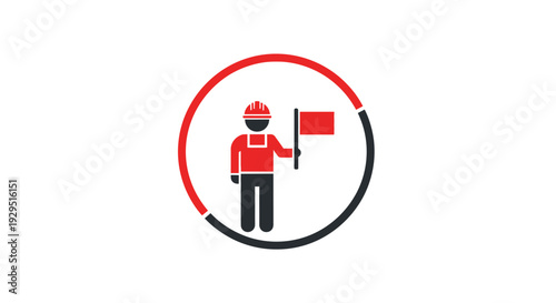 Man holding a flag in circle.