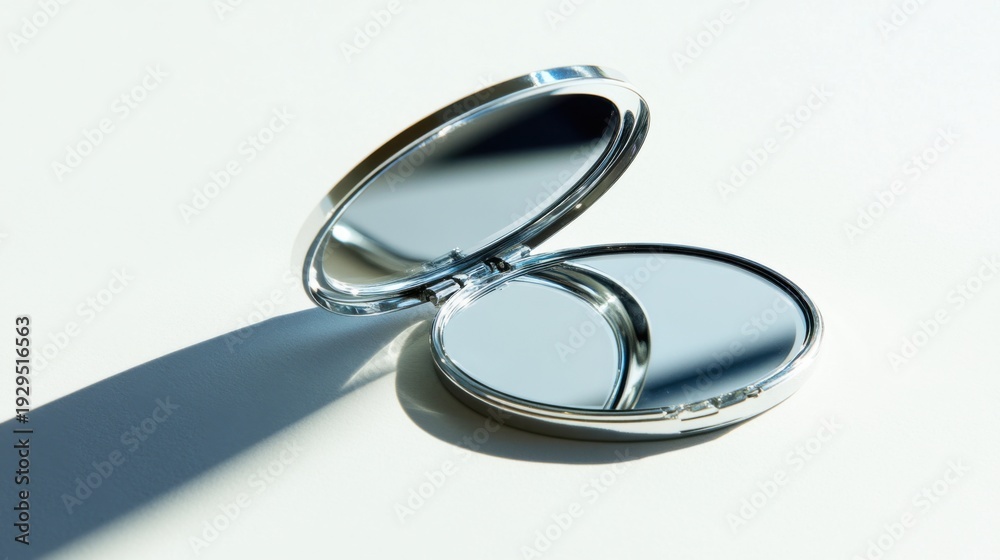 Fototapeta premium Open Silver Compact Mirror with Soft Light