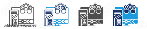 computer gaming icon set with multi concept