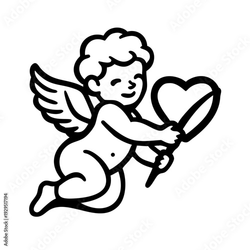 Wallpaper Mural Charming cherub holding heart shaped sign with wings Torontodigital.ca