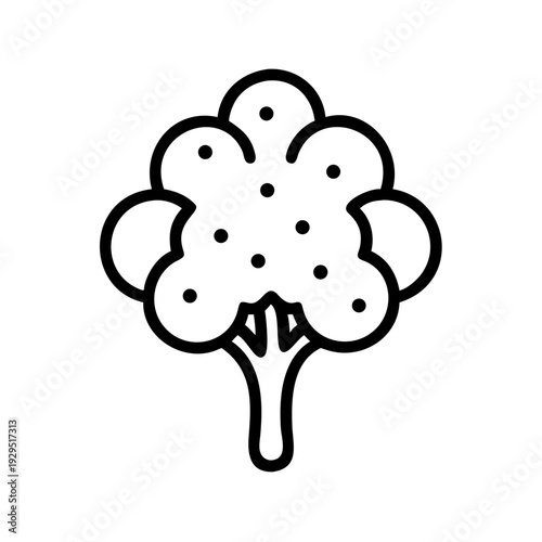 Simple black line drawing of a mushroom with spots